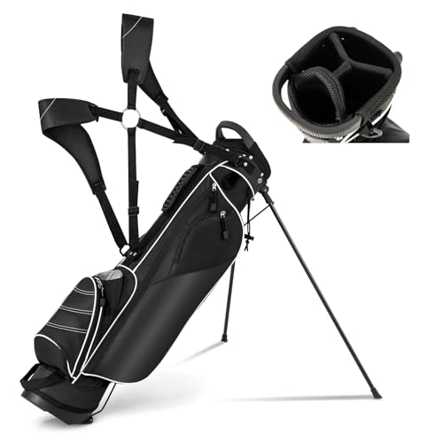 KOTEK Lightweight Golf Stand Bag, Small Golf Bag with 4 Way Divider, Rain Cover, 4 Pockets, Cooler Pouch & Adjustable Dual Shoulder Straps, Golf Travel Bag for Airlines, Par 3 and Executive Courses