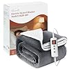 Levesolls Manta Eléctrica 160x130cm Manta Calefactable 10 Temperaturas 9 Horas Configuraciones de Temporizador Calentamiento Rápido Lavable a Máquina Apagado Automático para Hogar Oficina Gris Oscuro