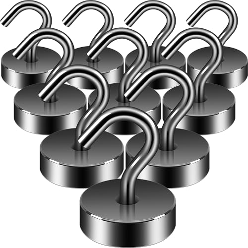 Image of Neosmuk Magnetic Hooks Steel Tube Design for Cruise,40lb+ Gunmetal,10 Pack | Cruise Ship Essentials,Heavy Duty Magnett Hooks for Cabins, Refrigerator, Grill, Hanging, and Travel Extra Strong Must-Haves