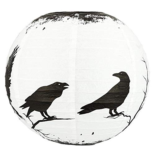 Image of Quasimoon PaperLanternStore.com 14 Inch Halloween Crows Scary Black Birds Paper Lantern, Hanging Decoration