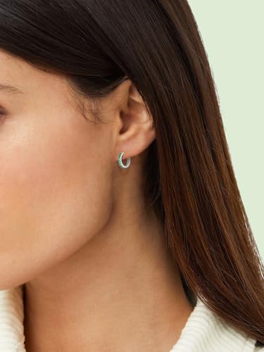 Moissanite/Sapphire/Ruby/Emerald Novelty Setting Earrings 20mm Small Chunky Hoops for Women, Solid 925 Sterling Silver with Gold Plated, Hypoallergenic Huggie Earrings, Anniversary Birthday Valentines Jewelry2