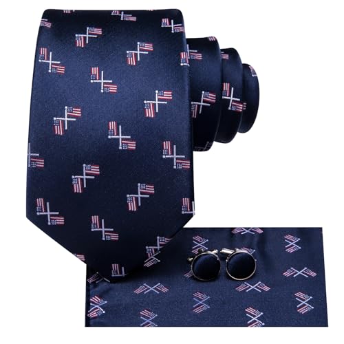 Image of Dubulle Silk Ties Set for Men Formal Paisley Striped Necktie Pocket Square Cufflinks 3PCS Sets Wedding Business Party