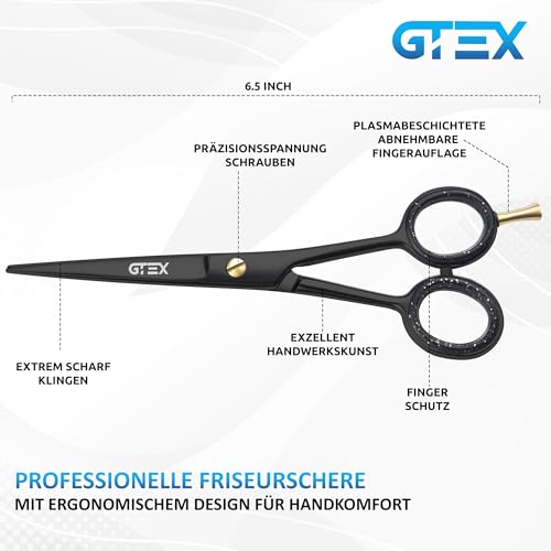 GTEX Friseurschere, Professionelle Haarschneideschere 6,5 Zoll Prämie Schere Haare Schneiden mit Extra Scharfen und Präzisen Schnitten Haarschere für Männer, Frauen und Erwachsene - Hair Scissors