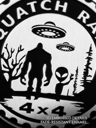 Image of 2 pcs Car Emblem 4 x 4 Metal Automotive Badge 3D Metal Car Badges Emblems Round Emblem Decals Car Badge Decals Stickers Compatible with Vehicles Trucks SUV RV Decorations (Squatch Rated-C)