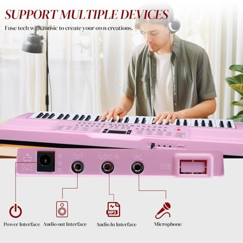 Image of Ktaxon 61 Key Keyboard Piano Electric Keyboard with Lighted Keys