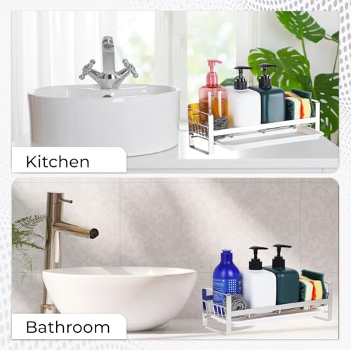 Image of Xacton Extra Large Sink Organizer, 30x9.5x9.5cm kitchen Sink Organiser soap stand for kitchen| Stainless Steel sink Caddy Dish Wash Holder Basin Organizer Kitchen Accessories
