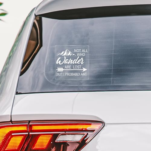 Image of 5 Pack Not All Who Wanders are Lost But I Probably Am Sticker 6x6 Inches Mountain Sign Self Adhesive Vinyl Waterproof Decal for Car RV Window Door Trunk