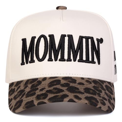 SPKTCHEN Mommin Trucker Hat Mommin Baseball Cap for Women Gift for Mom Hat Leopard Print Hats for Women Black