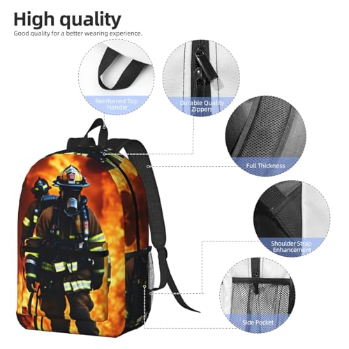Mochila universitaria EdWal negra con estampado de bombero 5
