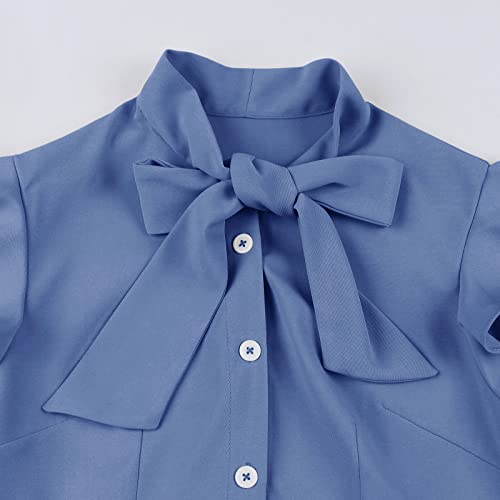 Image of 1950s Dresses for Women Vintage Rockabilly Retro Short Sleeve Tie Midi Dress Cocktail Party Evening Prom Gown