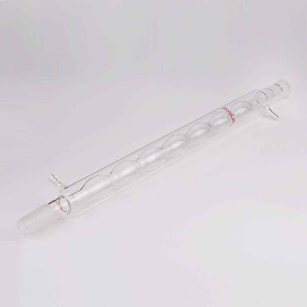 StonyLab skraplacz ze szkła borokrzemowego Allihn ze złączem 24/40 mm długość kurtki ze szkła laboratoryjnego