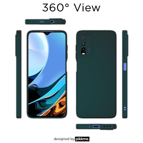 Image of Outlouders Back Cover for Redmi 9 Power /Poco M3 | Camera Protection | Durable Soft Matte Silicone Bumper Case (Green)