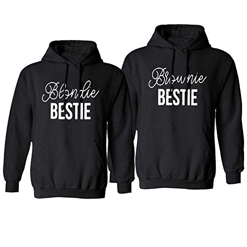 Best Friend Hoodie BFF Pullover Sweatshirt für Mädchen Schwarz Weiß Blondie Brownie Pulli 1 Stück, Schwarz-Brownie, S Cover