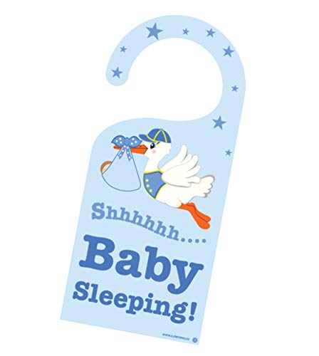 Cute News Baby Sleeping Stork Door Hanger - Do not Knock/Disturb Newborn Sign
