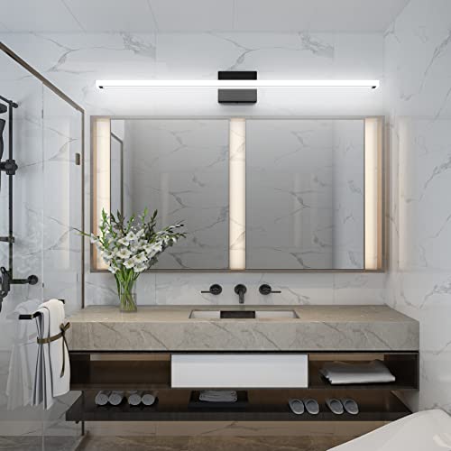 Image of Ralbay Vanity Light Fixtures 40 inch, Matte Black Modern LED Bathroom Light Fixture Over Mirror, 32W Vanity Lighting Bathroom Wall Light, Cold White 6000K
