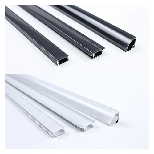 Hohota 5-35Pcs Silver/Black LED Aluminum profile 0.5m/pcs LED Channel Holder Diffuser PC Cover U/V/W shape Corner f 2835 5050 COB Light(25Pcs,White U 90)