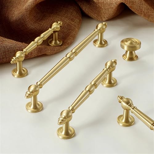 AIDUIXAP Stain Brass Cabinet Handle Kitchen Funiture Bar Pull Sold Brass Gold Handle Drawer Kitchen Cabinet Handles Shoe Cabinets Handle 1/6Pcs (Color : Brass Knob, Size : 6pc)