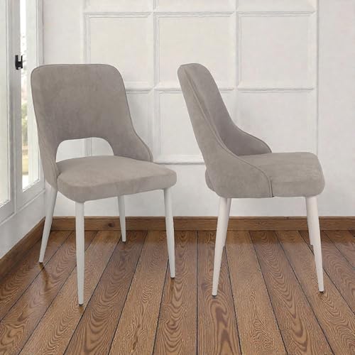 Image of The Attic Modern Edge 6 Chair Dining Set,Beige,Rose Gold & Cream,160Cms