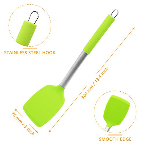 Kufung Stainless Steel Handle Silicone Nonstick Spatulas, High Heat Resistant To 480°F, Kufung Food Grade Turner, Bpa Free, Spatula For For Fish, Eggs, Pancakes, Wok (Light Green) #TOP1