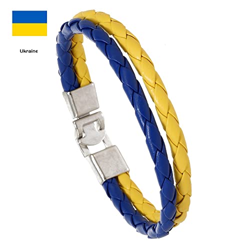 Aspcsmomt Flag Coloring Woven Leather Bracelet,PU Wrap Bangle with Alloy Clasp,National Cuff Rope Wristband Jewelry for Adults Mens Women2