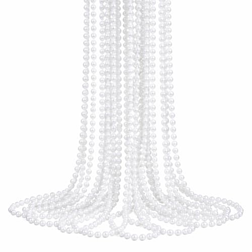 Sureio 12 Pack Fake Pearl Necklace Bulk Long Pearl Women's Girl's Jewelry 1920s White Pearls Party...