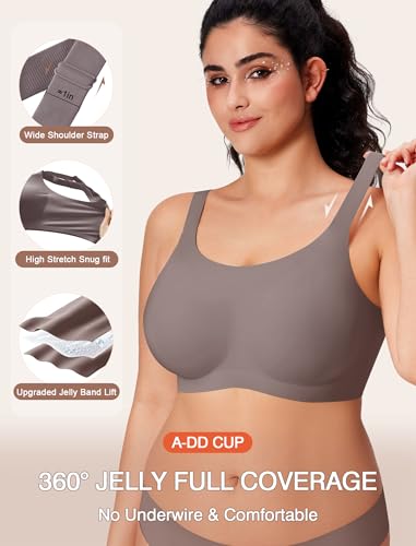 Image of Jelly Wireless Bras for Women No Underwire Push Up Seamless Full Coverage Bralettes Support Lift Everyday Bra