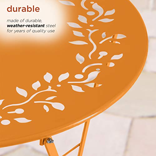 Alpine Corporation Msy100A-Or Bistro Set, Table: 24" L X 24" W X 28" H Chair: 17" L 18" W X 33" H, Orange #TOP6