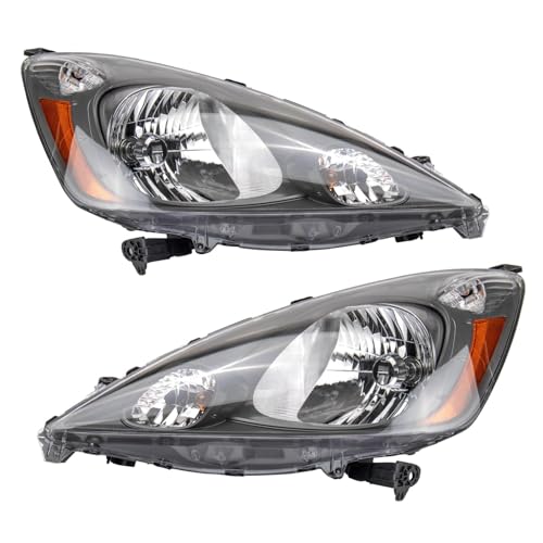 Image of TRQ 2 Piece Headlight Assembly Set Driver & Passenger Side Compatible with 2009-2014 Honda Fit Without Sport Package HO2502138 HO2503138