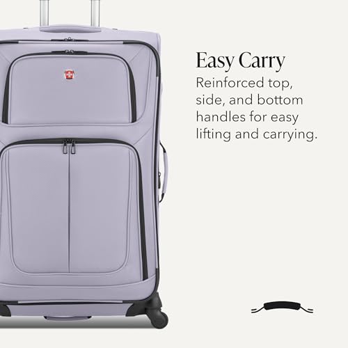 Image of SwissGear Sion Softside Expandable, Evening Haze, Checked-Large, Sion Softside Expandable Spinner Luggage Durable Lightweight Travel Suitcase