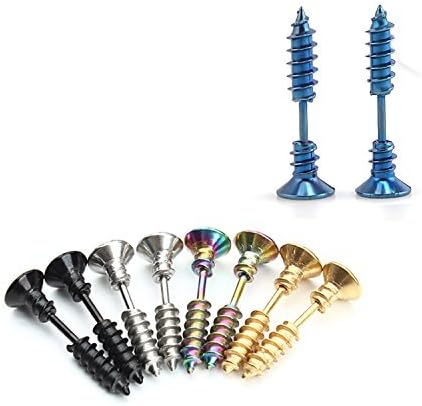 BronaGrand 5 Pairs Men Unisex Stainless Steel Piercing Cross Screws Hoop Earrings Ear Stud - Image 4