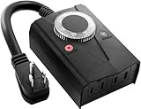 Minetom Outdoor Mechanical Light Timer Waterproof, Dusk to Dawn Plug in Timer Switch, Heavy Duty Countdown Electrical Outlets Timer for Halloween Christmas Holiday Lights Decor, 15A, 1/2 HP, UL Listed