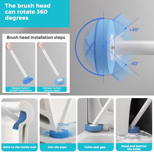 Image of LEASYLIFEDisposable toilet brush replacement heads, 40 pieces in a group, used in conjunction with disposable toilet brushes (40 Lavender)