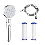 Duschkopf Wassersparend. Duschkopf mit Schlauch (1.5m) & 2 filter. Duschbrause mit Druckerhöhend & Wasserstop funktion Regendusche mit 5 Strahlarten, ABS+Chrom. Silber. Zoomers