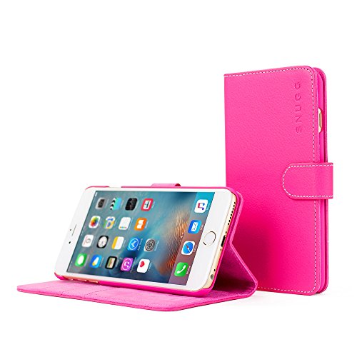iPhone 6 Plus / 6s Plus Case, Snugg® - Leather Wallet Cover Case with Lifetime Guarantee (Hot Pink) for Apple iPhone 6 Plus / 6s Plus