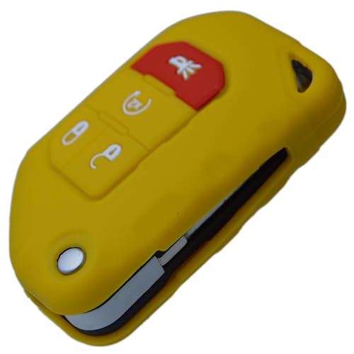 Image of Silicone Remote Key Fob Case Covers Protectors for Jeep Wrangler Rubicon 392 JL JLU Wagoneer Gladiator JT Flip Fold Remote