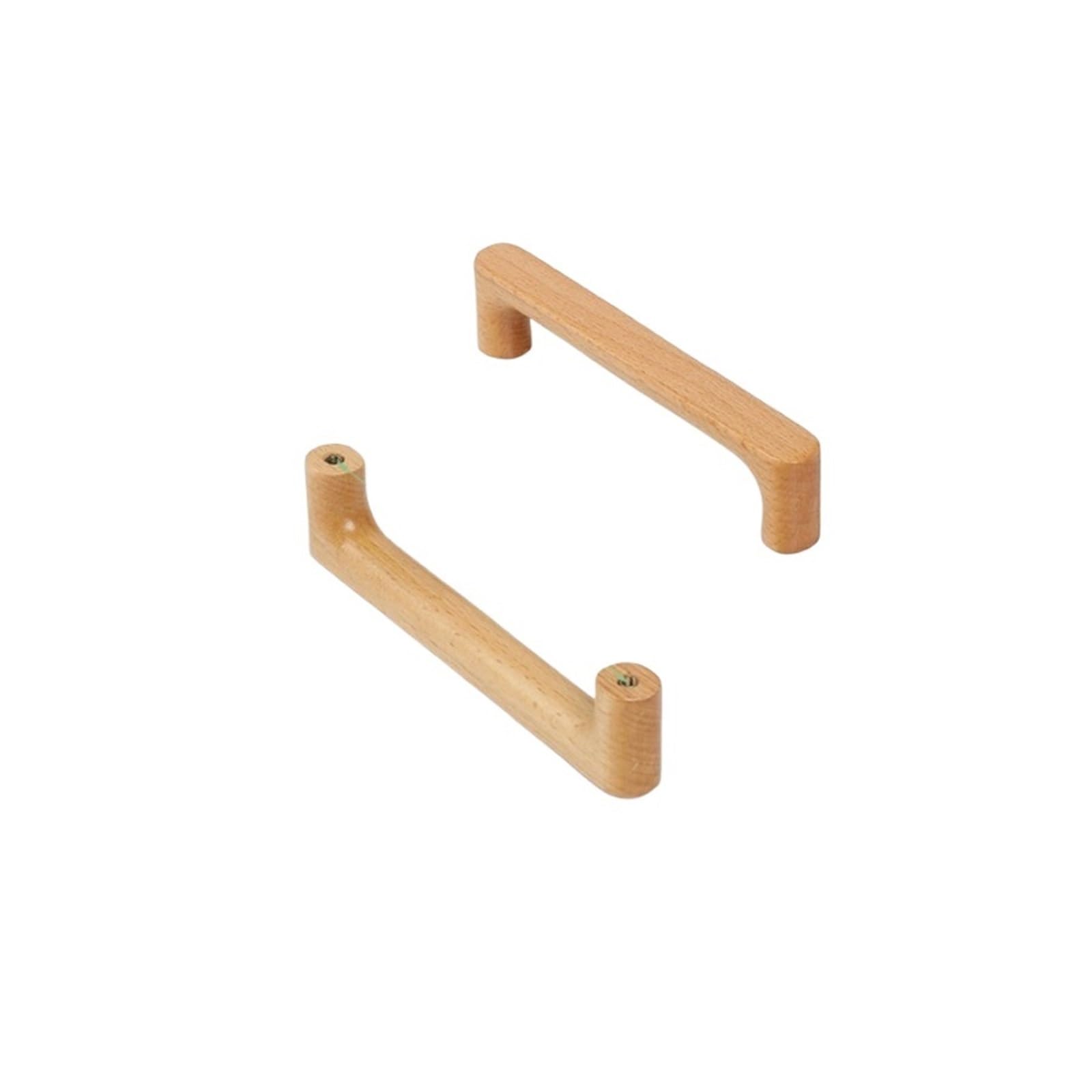 LADFRTYU Wooden Handles 2pcs Wood Cabinet Handle Solid Wooden Kitchen Door Dresser Wardrobe Knobs Cupboard Drawer Pull Furniture Handles(Beech-C128mm)
