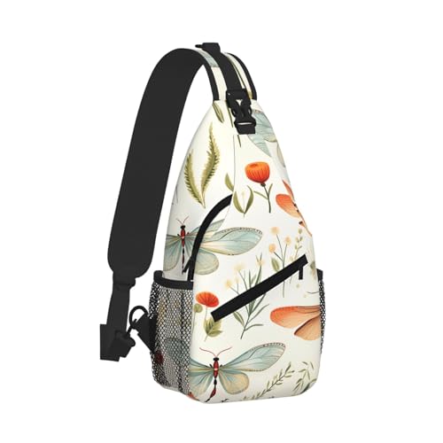 Bolso bandolera unisex con diseño de pájaro y libélula miniatura 2