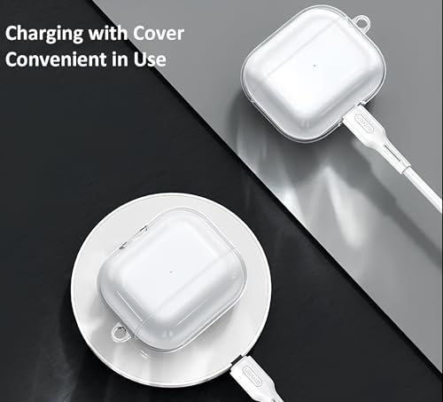 Image of skysia Transparent Case for Airpods Pro 2 - Clear Soft Silicone Protective Cover with Keychain, Shockproof, Anti-Yellowing, LED Visible, Wireless Charging Support (Pack of 1)