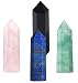Luckeeper Healing Crystal Wands |4 PCS 2" Green Fluorite, Lapis Lazuli Crystal Wand & Rose Quartz Crystal Points,Black Obsidian| 6 Faceted Reiki Chakra Meditation Therapy