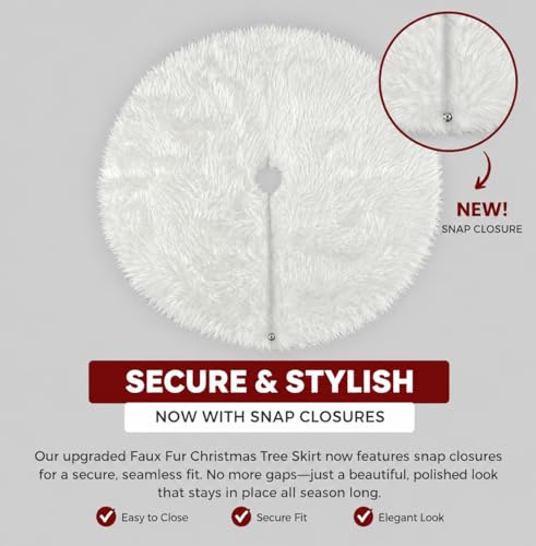 Image of FabricLA Burgundy Faux Fur Tree Skirt Cut - 30-Inches with Rounded Edges (No Backing) for Christmas
