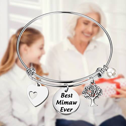 Image of LQRI Mimaw Gifts Best Mimaw Ever Bangle Bracelet Mawmaw Gift Grandma Birthday Gifts from Grandchildren Best Mamaw Ever Gift