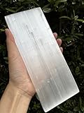 GAF TREASURES Large 8" x 3" Polished Selenite Slab | Crystal Charging Tile, Cleansing Plate, Moroccan Selenite Crystal