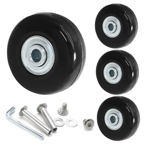 Image of Luggage Wheels Replacement, 45 x 18mm, Black Rubber, 4pcs