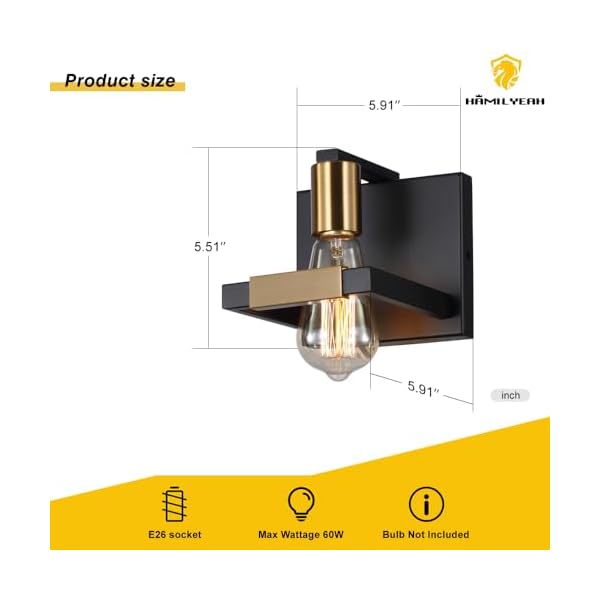   Hamilyeah-Black-Wall-Sconces-Industrial-Sconces-Wall-Lighting-Fixtures-Matte-Black-and-Gold-Indoor-Hardwired-Wall-Sconces-for-Bathroom-Bedroom-Living-Room-Kitchen-Set-of-Two-UL-Listed