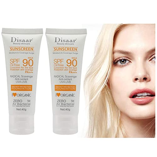 2 pcs Facial Sunscreen Lotion Cream Schönheit Hautpflege SPF 90 Ölfreier Radikalfänger Antioxidans UVA/UVB 40g Britening Anti Sun Tagescreme Cover