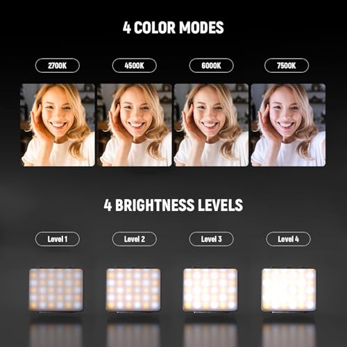 Image of NEEWER Basics Bi Color Magnetic Camera Auxiliary Light Compatible with DJI OSMO Pocket 4 & 3, 1.5W Rechargeable Plastic Mini LED Fill Light Attachment for TikTok Vlog Selfie Video Recording, M24