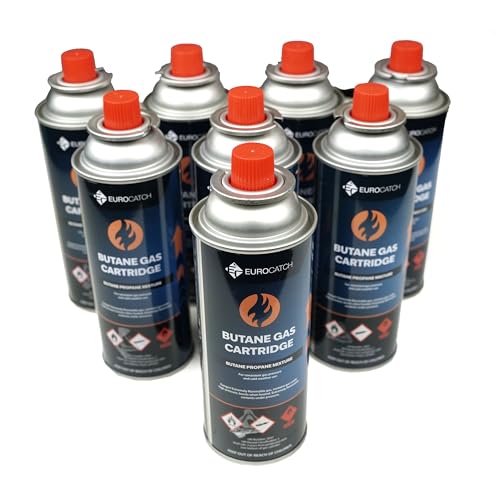 EUROCATCH Gaskartusche - 8 Stück - Butangas - Gasflaschen - Gasbehälter - Butan Gaskanister - Nachfüllen - 227g