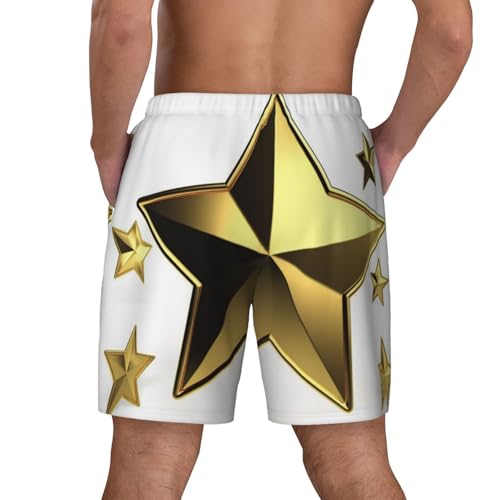 Men's Swim Trunks Quick Dry Board Shorts Drawstring Beach Short Gold Star Bathing Suit for Men3