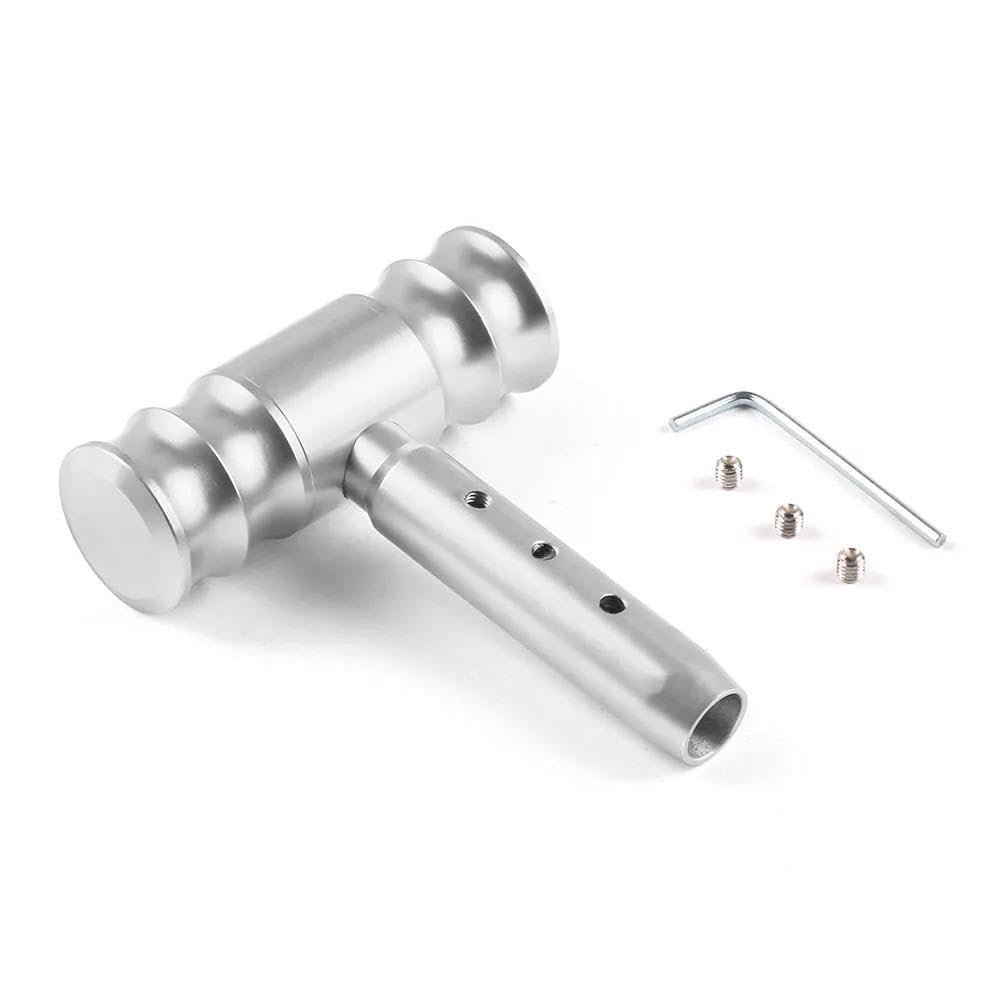 HYASDBWE 12 Mm Screw Aluminum Alloy Gear Shift Knob Car Modified Aircraft Joystick Shift Head Car Replacement Parts Gear Shifter Parts(Silver)