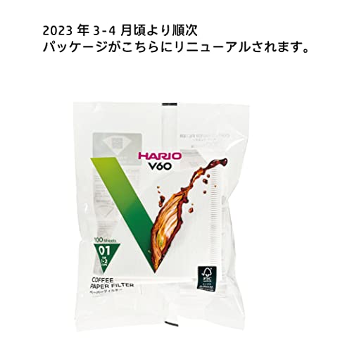 Hario V60 Paper Coffee Filters Single Use Pour Over Cone Filters Size 01 White, 100 Count #TOP5
